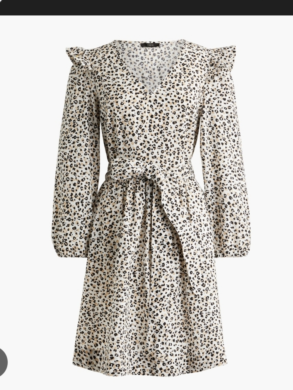 J. Crew Cotton Lightweight Cream Leopard-Print Long Sleeve Dress Pockets Sz. XL